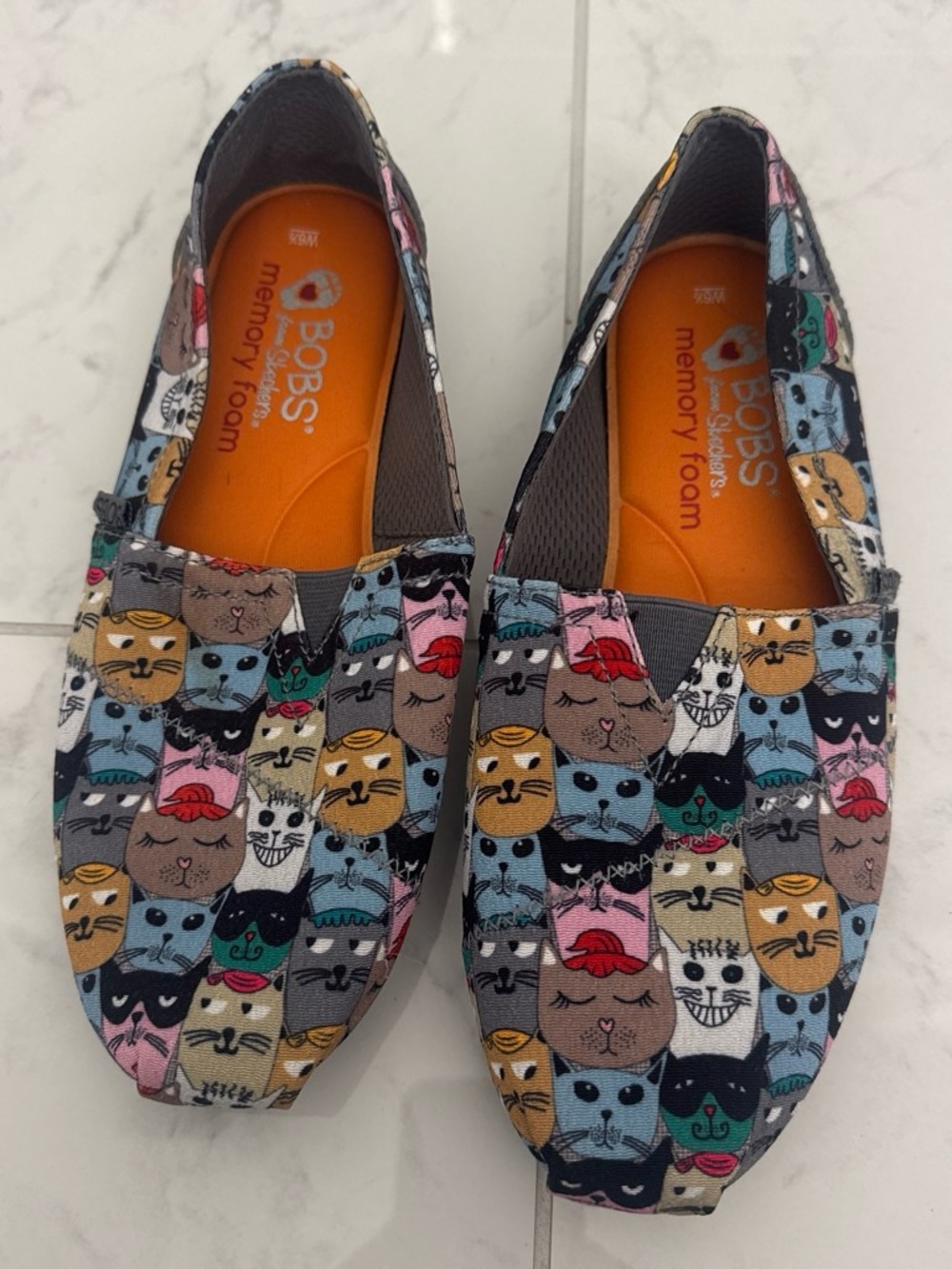BOBS from Skechers Kids' Cat Print Slip-On Shoes in Multi